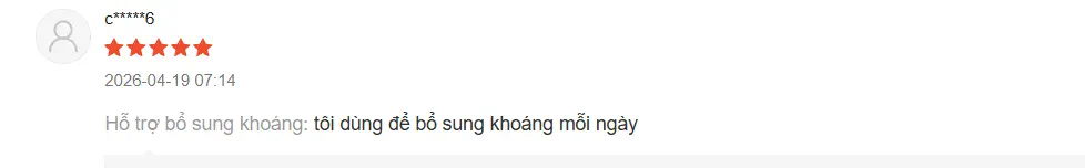 Đánh giá 5 sao ngày 19/04/2026: Hỗ trợ bổ sung khoáng, tôi dùng để bổ sung khoáng mỗi ngày